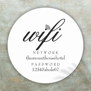 Sticker Rond Panneau de réseau Wifi et mot de passe