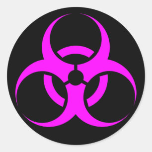 Sticker Rond Panneau de signalisation de risque biologique rose