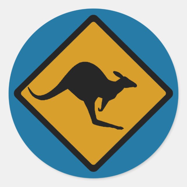 Sticker Rond Panneau de signalisation de traversée de kangourou (Devant)