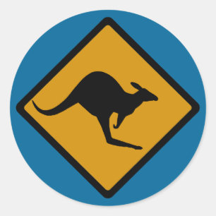 Sticker Rond Panneau de signalisation de traversée de kangourou