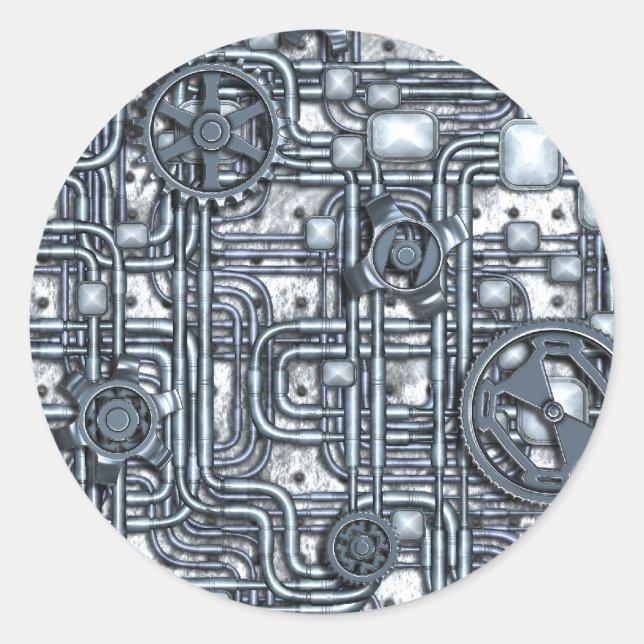 Sticker Rond Panneau de vapeur - Équipements et tuyaux - Acier (Devant)