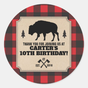Sticker Rond Panneau de visualisation Rustique Buffalo Plaid Bi