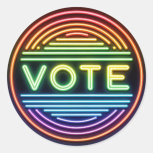 Sticker Rond Panneau de vote Rainbow Neon