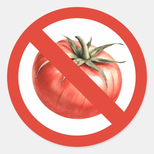 Sticker Rond Panneau d'interdiction de tomate ou d'allergie à l (Devant)