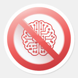 Sticker Rond Panneau d'interdiction d'utiliser l'intelligence a