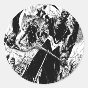 Sticker Rond Panneau du Corps de Lanterne Noire - Noir et Blanc