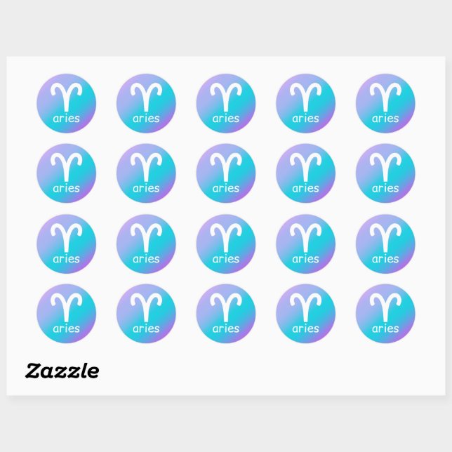 Sticker Rond Panneau étoile Aries Zodiac bleu violet Horoscope (Feuille)