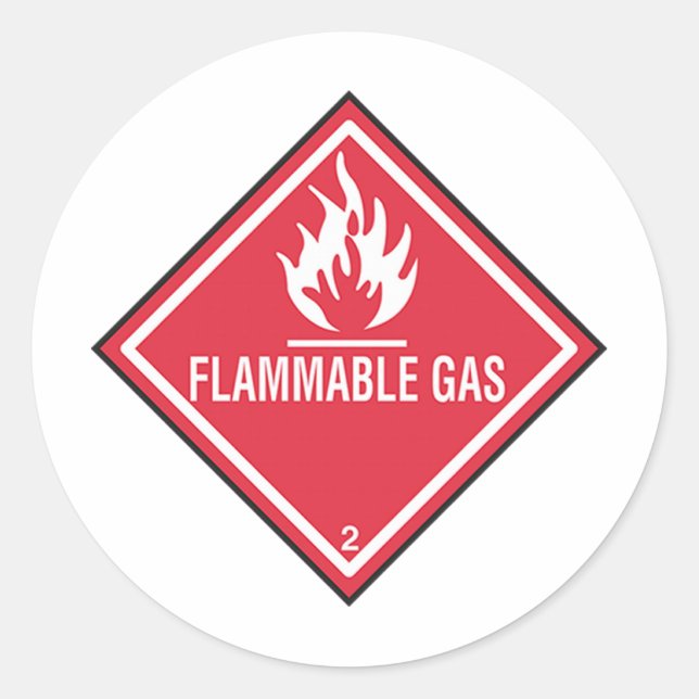 Sticker Rond Panneau gaz inflammable (Devant)