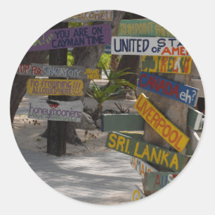 Sticker Rond Panneau indicateur Rum Point Grand Cayman