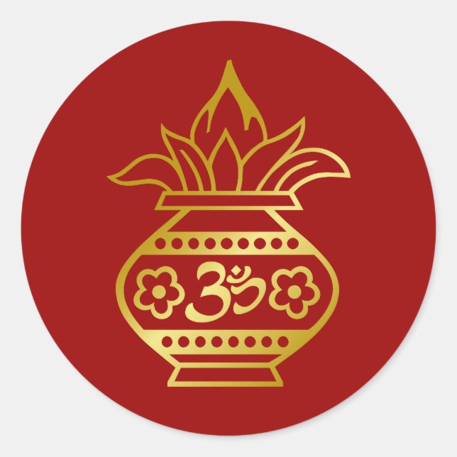 Sticker Rond Panneau indien Kalash avec Om (Devant)