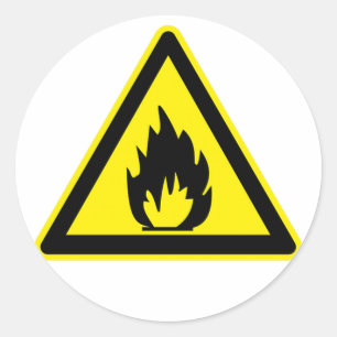 Sticker Rond Panneau inflammable