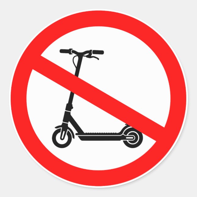 Sticker Rond Panneau Interdiction Trottinettes Électriques – Tr (Devant)
