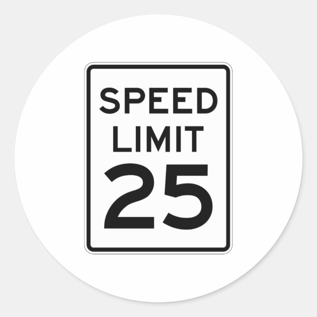 Sticker Rond Panneau Limite de vitesse 25 MPH (Devant)