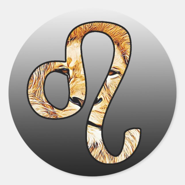 Sticker Rond Panneau Lion Leo Horoscope (Devant)