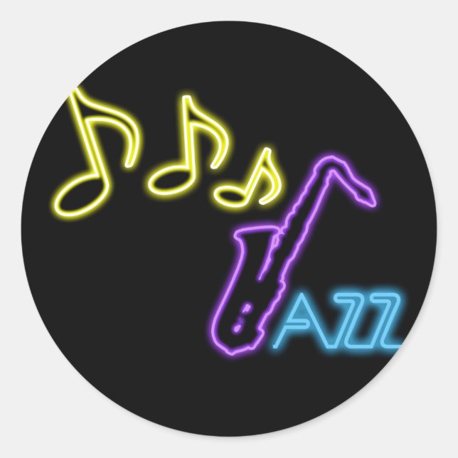Sticker Rond Panneau Neon Jazz Bar (Devant)
