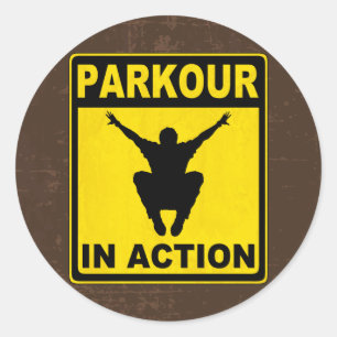 Sticker Rond Panneau Parkour In Action
