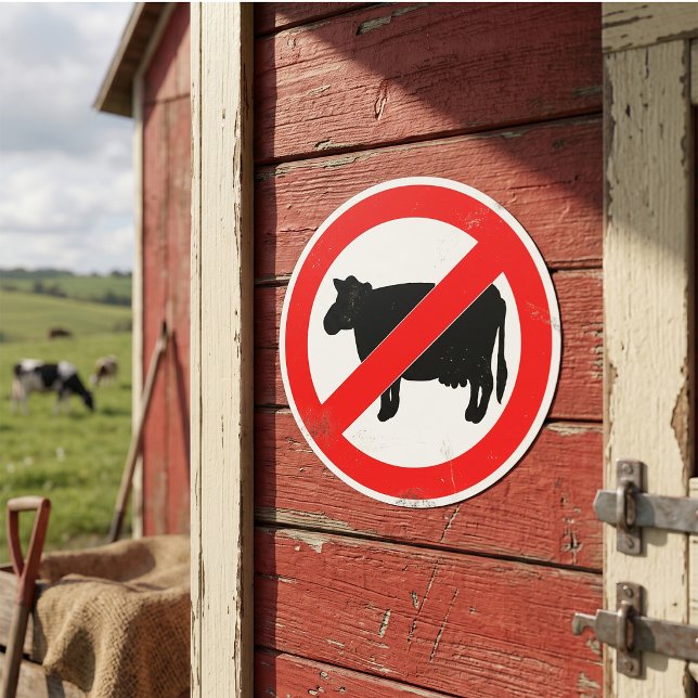 Sticker Rond Panneau Pas de Boeuf (Créateur téléchargé)