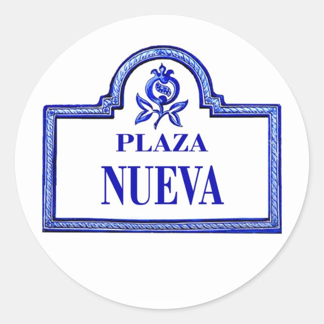Sticker Rond Panneau Plaza Nueva, rue Granada (Devant)