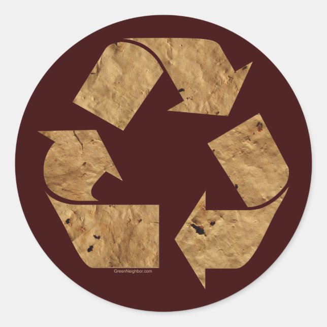 Sticker Rond Panneau Recyclage Brown (Devant)