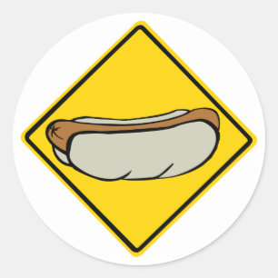 STICKER ROND PANNEAU ROUTIER 1 DE HOT-DOG