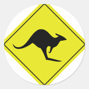 Sticker Rond panneau routier australien kangourou australie