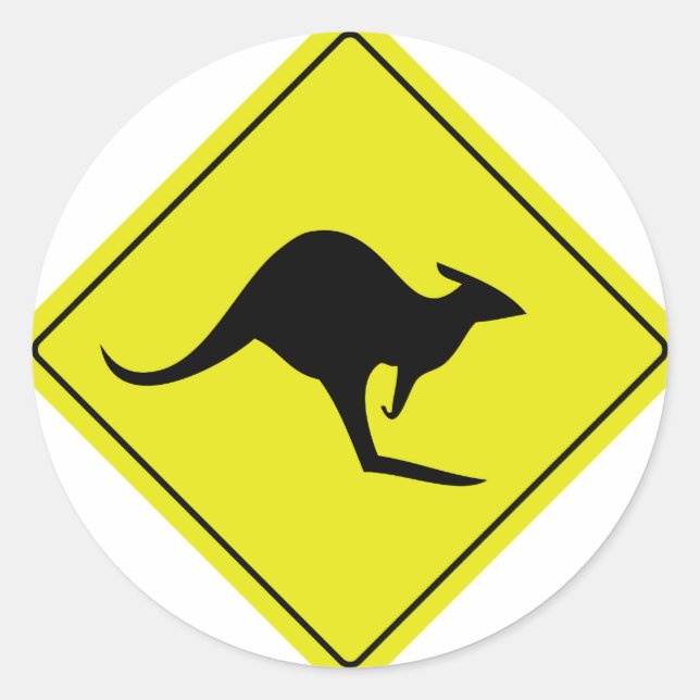 Sticker Rond panneau routier australien kangourou australie (Devant)