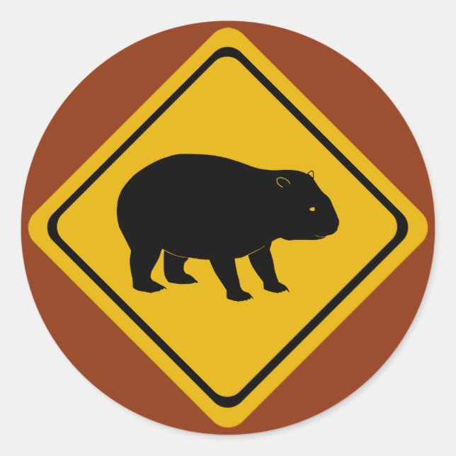 Sticker Rond Panneau routier australien wombat (Devant)