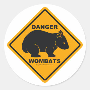 Sticker Rond Panneau routier de danger de wombat