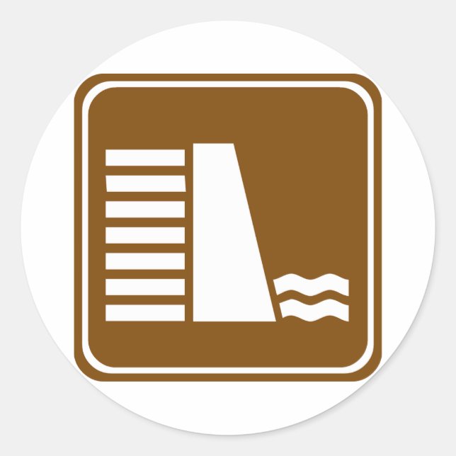 Sticker Rond Panneau routier du barrage ou du réservoir (Devant)