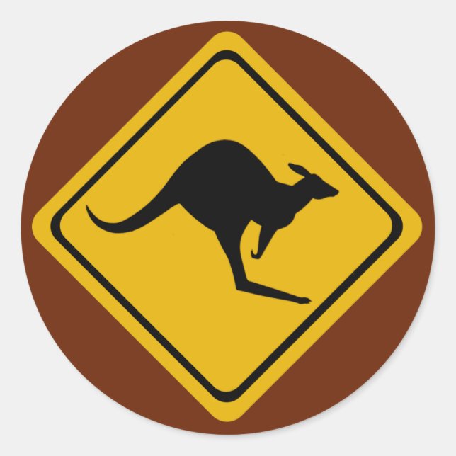 Sticker Rond panneau routier kangourou (Devant)
