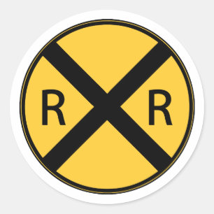 Sticker Rond Panneau routier Traversée ferroviaire