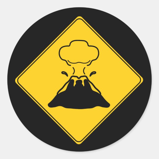 Sticker Rond Panneau routier - Volcan (Devant)