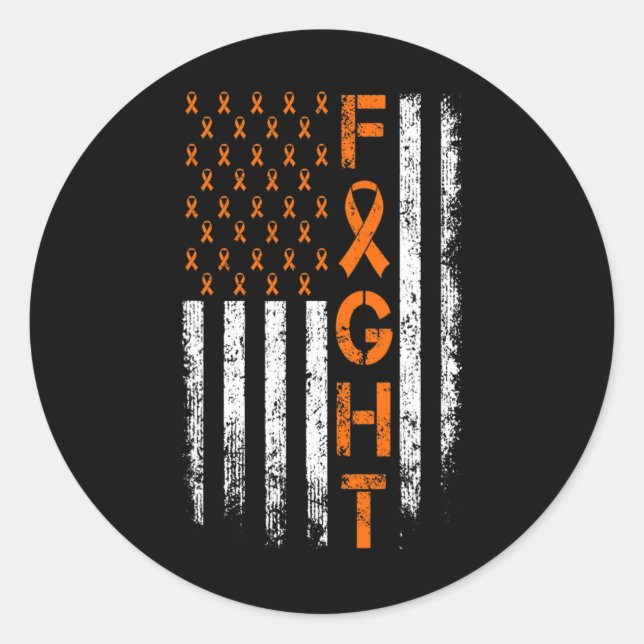 Sticker Rond Panneau ruban orange - Sensibilisation à la leucém (Devant)