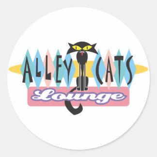 Sticker Rond panneau salon des chats de la rue rétro