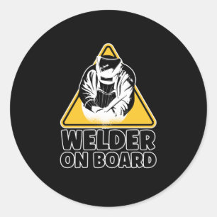 Sticker Rond Panneau soudeur à bord