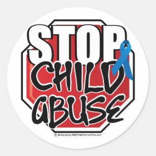 Sticker Rond Panneau Stop Child Abuse
