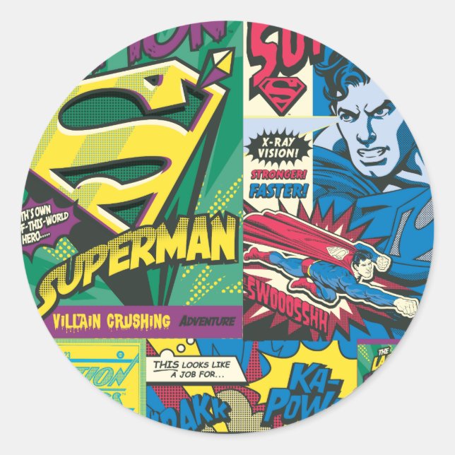 Sticker Rond Panneaux comiques Superman (Devant)