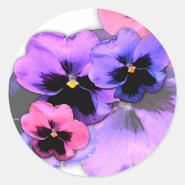 Sticker Rond Pansies aquarelles (Devant)