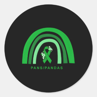 Sticker Rond Panspandas Sensibilisation Floral Vert Ruban Rainb