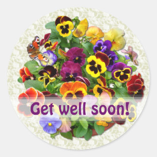 Sticker Rond PANSY BEAUTY "Get Well"