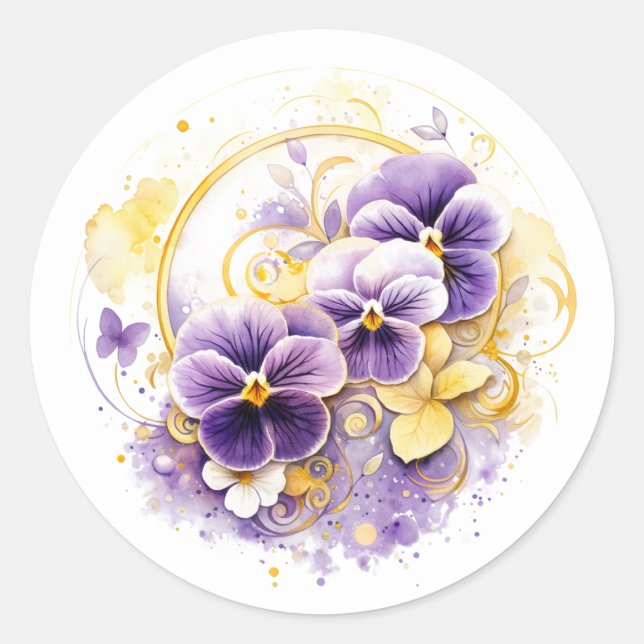 Sticker Rond Pansy Floral (Devant)