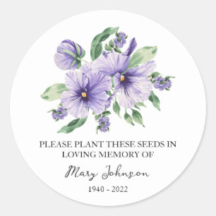 Sticker Rond Pansy Memorial Funeral Seed Packet