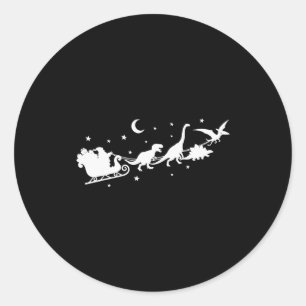 Sticker Rond Pantalon de Noël drôle de dinosaure Santa traîneau