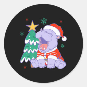 Sticker Rond Pantalon de pyjama Noël Moo Deng Arbre de Noël Mig