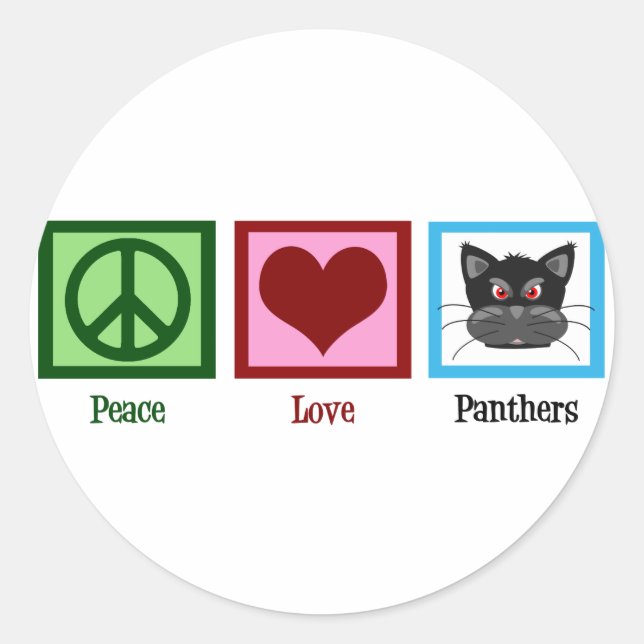 Sticker Rond Panthers Peace Love (Devant)