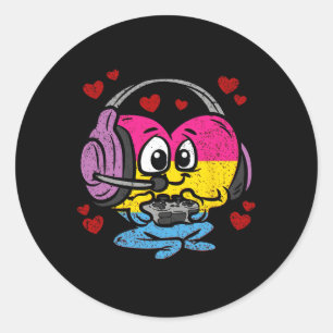 Sticker Rond Panual Heart Pride Lgbt-q Retro Jeu vidéo