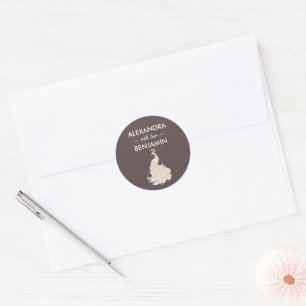 Sticker Rond Paon Botanique de Mariage Rose Couture