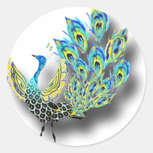 Sticker Rond Paon dansant