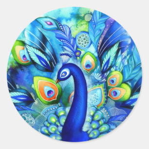 Sticker Rond Paon en pleine floraison