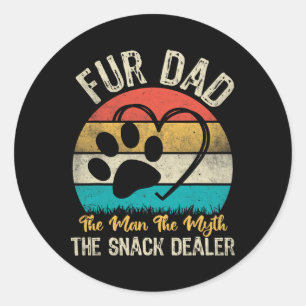 Sticker Rond Papa à fourrure rétro L'homme La légende Le marcha